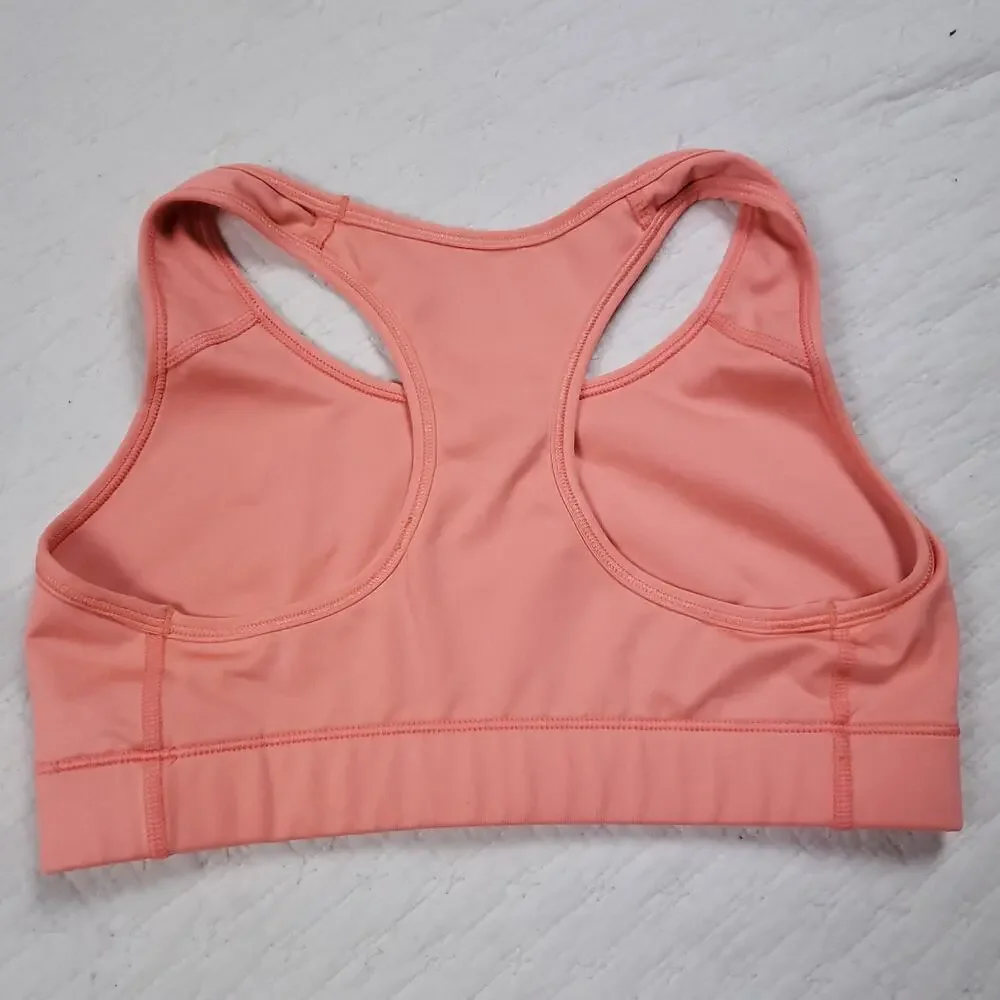 Nike Pro DriFit Athletic Sprort Bra Sherbet Orange Peach Gray Swoosh Racerback S - Picture 2 of 6